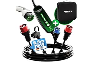 loonara Mobile Wallbox 11kW mit Typ 2 Schuko Adapter Traveller Set - Mobile Ladestation Elektroauto für ganz Europa inkl. App - Mobile Wallbox Typ 2 - Ladekabel CEE 16A auf Typ 2 - EV Charger