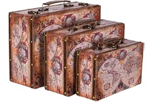 Birendy Skrzynia KD 1288, zestaw walizek, drewniana skrzynia w stylu vintage, rozmiar M + L + XL