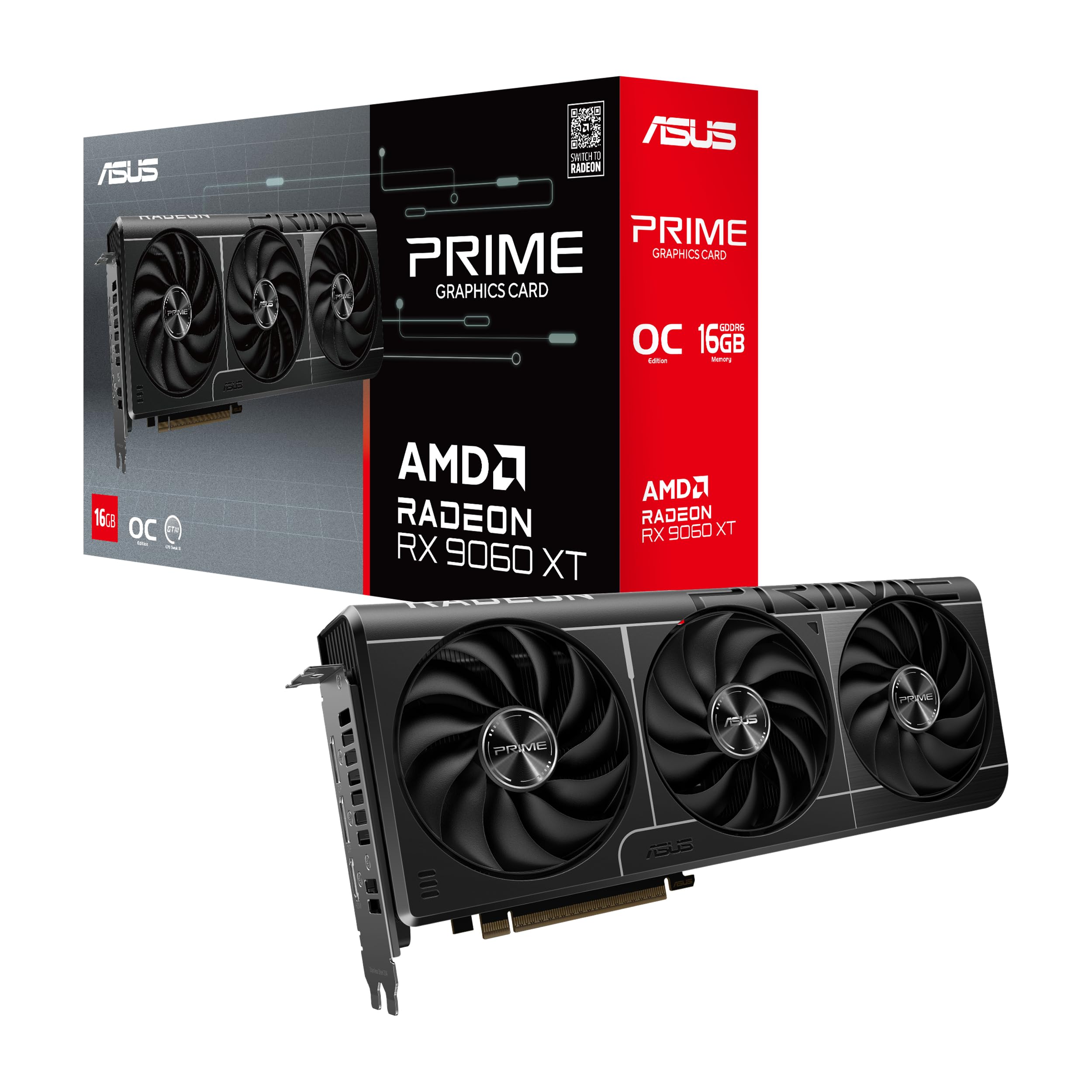 ASUS Prime Radeon RX 9060 XT OC Edition 16GB GDDR6 Gaming Graphics Card