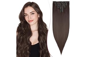 SEGO Pro 66cm Extension Capelli Clip Sintetici 8 Fasce Capelli Finti che Sembrano Veri Lisci Clip in Hair Extensions (#4 Castano Scuro,175g)