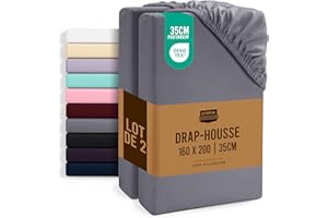 Utopia Bedding Lot de 2 Drap Housse - Gris, 160 x 200 cm - Coupes de 35 cm pour Matelas épais - Microfibre brossée
