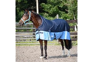 eQuitack Your Passion Is Our Mission Outdoor Winterdecke Turnout 100% Wasserdicht 600D Highneck 150G Fulling - Navy/Baby Blau 165cm