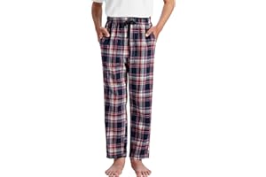 MoFiz Schlafanzughose Jungen Baumwolle Lang Pyjamahose Kinder Karierte Freizeithose Mädchen Weich Loungewear mit Taschen 8-18 Jahre