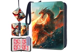 AHYDFSR Raccoglitore per Carte, Album Carte Collezionabili, 60 Pagine 5 Tasche per Pagina Contiene 480 Carte, Album per Giochi Di Carte Collezionabili, Album Porta Carte Trasparente Impermeabile con Cerniera