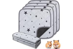 BEUEYFR 4 Pack Guinea Pig Cage Liners Guinea Pig Bedding Reusable Guinea Pig Pee Pad Washable Guinea Pig Mats Guinea Pig Accessories with Star Patterns-12x12inch