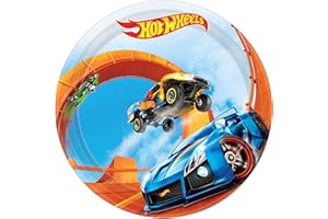 American Greetings Hot Wheels Wild Racer Round Plates, 7" (8-Pack) - Vibrant & Unique Plates, Perfect Party Essential Hot Wheels Themed Parties