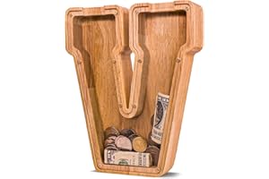 JOOMLAFLY Wooden Letter Piggy Bank for Kids Larger Letter Piggy Bank for Boys and Girls Personalized Piggy Bank Initial Coin Bank Wood Kids Money Bank for Birthday and Festival