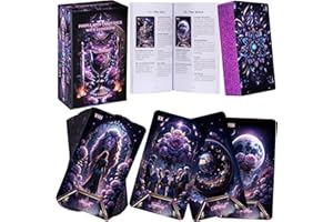 BQLXBABLT Tarot Cards Deck for Beginners with Guide Book Pretty Unique 400GSM Thick Purple Rose (Original) Tarot Oracle Cards with Embossed Edge Standard Size (4.75 * 2.75 in)