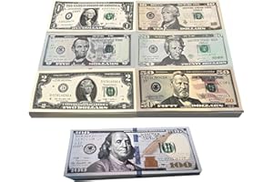 BYHSOEP 280 Piezas Dinero de Juguete,Billetes Dollars Juguete,Billetes Falsos tamaño Original,Billetes Dolar falsos para Accesorios de Cine,Juegos Educativos Niños (40 x 1$,2$,5$,10$,20$,50$,100$) (280PCS)