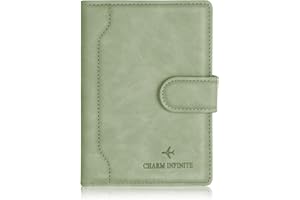 TOCTAX Protege Passeport Francais, Pochette Passeport Cuir Artificiel, Passeport éTui, Pochette Document Voyage pour Billet Avion, Carte de CréDit, Carte Bancaire, 14,8cm*11cm（Vert）