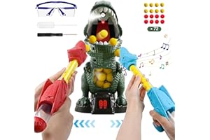 ZQX Jouet de tir de Dinosaures pour Enfants, Jeux de Tir avec Spray 2 Pistolets Airsoft et 72 Balles Souples écran LED et Son pour Les Garçon et Fille de 4 5 6 7 8+ Cadeau Anniversaire Noël