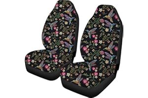 Wanyint Floral Hummingbird Vintage Style Universal Auto Car Front Seat Covers Bucket Seats Protector Fit for Car,SUV Sedan,Truck