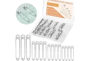 ‎MASPHY MASPHY 200 Stück Sicherheitsnadeln Set, 4 Größen klein, mittel, groß Sicherheitsnadeln für Kleidung Kunsthandwerk, Schmuckherstellung und Nähen