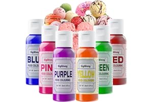 SIGWONG Food Colouring Set - 6 Vibrant 30ml Food Grade Liquid Food Colouring, Edible Icing Colours for Dessert Decoration, Cake Decorating, Baking, Easter Eggs, Holiday Biscuits - Vegan