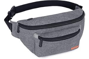 WANDF Men's Women's Sports Jogging Walking Fanny Pack Grey, Free Size, Grey, Free Size