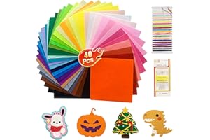 FZSECRIU 40 couleurs feutrine，feutrine loisir creatif，feutrine rouge，feutrine blanche，loisir creatif，feutrine rouleau，feutre tissu