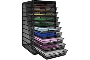 PUNCIA Vassoio per Lettere in Rete a 10 Livelli Organizzatore Multimediale per Scrivania e Documenti Cassetti per Documenti Scaffale di Stoccaggio Cassetto Impilatore per l'Ufficio Domestico(Nero)