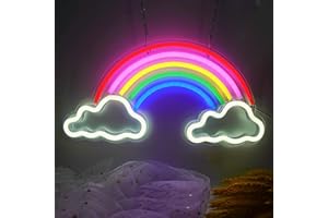BRINGLUCK2U Rainbow Neon Signs, LED Neon Light Signs, Rainbow Cloud Neon Room Decor Lights for Bedroom Wall, USB-Powered Neon Night Lights Gift for Children, Home Decorations for Christmas Birthday Party