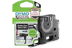 Cartouche de ruban durable DYMO 1978364 D1 pour étiqueteuse Label Manager – 1 pièce 12 mm x 3 m Blanc sur noir