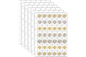 HAEPXYBY 6 Hoja Páginas de Carpeta Bolsillo de Monedas de Colección, Porta Colección de Monedas Estándar de 9 Hoyos, Album Fundas Protectoras de Moneda 42 Compartimentos para Monedas Euro