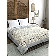 BLOCKS OF INDIA Hand Block Printed Cotton King Size Quilt (90 inch X 108 inch) (Blue JAAL)