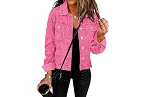 Vetinee Women's Denim Jackets Button Down Stretch Boyfriend Jean Jacket
