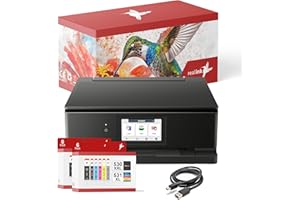 realink Set aus Multifunktionsdrucker TS8750 (Drucker, Scanner, Kopierer) inklusive 12 Druckerpatronen kompatibel für Canon TS8750