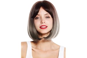 WIG ME UP - 1949-8A/10AR Perruque dame courte carré long frange mélange brun gris