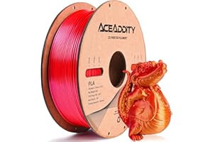 Aceaddity Silk Magic PLA Filament pour imprimante 3D, co-extrusion bicolore 1,75 mm, filament PLA pour impression 3D, PLA coextrudé en soie brillante, 1 kg/2,2 lb (Or-Rouge)