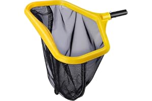 WELDUN Poolkescher Bodenkescher mit doppelten tiefen Netz, Tiefenkescher zur Reinigung von Schwimmbad, Teich, Gelb(Keine Stange)