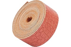GORGECRAFT Bande de Sangle en Cuir à Motif Crocodile 1,79 cm de Large et (5),(1) cm de Long Texture Bosse Ceinture en Cuir Cordon Plat Simple Face pour Projets D'Artisanat Bricolage(Terre de Sienne)