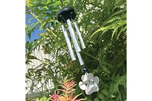 OH SO PRECIOUS PET KEEPSAKES Paw Print Wind Chime Pet Memorial | Grieving Pet Owners Gift | Crystal Chimes with Metal Paw Charm | Garden or Window Remembrance | 29x5x5cm