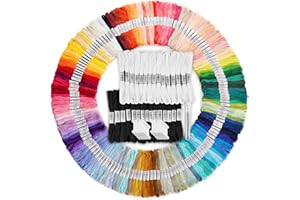‎HOMEWIT Stickgarn für Garn Freundschaftsbänder, Homewit 150 Farben Embroidery Thread und 30 Stück Stickgarn Schwarz Weiß, 6 Stränge, 8m Lang für Armbänder Knüpfen Basteln Crafts Arts Kreuzstich