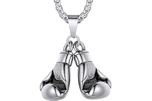 Richsteel Collier Ballon de Football/Basketball/Rugby/Haltère/Gant de Boxe Doré/Noir/Acier Inoxydable 316L,Bijoux Pendentif pour Amateurs Fans de Sports avec Chaîne Ajustable 55+5cm Hommes et Garçons