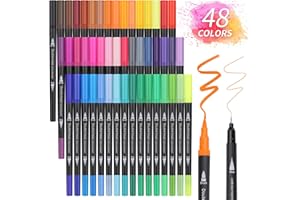 Owelth Rotuladores Acuarelables, 48 Colores Punta Pincel Doble Punta, Lettering Kit Plumones para Niños y Adultos, para Mandalas Graffiti Caligrafía