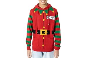 NOROZE Boys Christmas Jumper Hoodie Elf HoHo Candy Cane 3D Knitted Pullover Kids Xmas Top