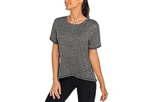 Terecey Maglietta Sportiva Donna Maglietta Traspirante a Manica Corta Maglia Palestra Girocollo T Shirt Fitness Donna Asciugatura Rapida per Jogging Running Yoga Corsa S-XXL