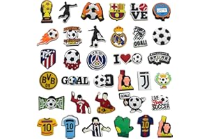 AYNKH 34 Pièces Charmes de Football pour Crocs, Charmes de Chaussures PVC pour Filles et Garçons, Accessoires de Dessin Animé, Décoration DIY