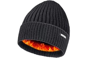 WEITOO Beanie for Men, Stretchy Soft Cuffed Knit Beanie with Thick Warm Lining,Unisex Winter Hat,Gifts for Men Women