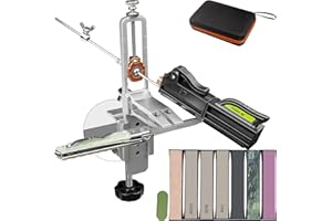 CWOVRS Aiguiseur de Couteaux avec angle de contrôle 15-30°, Affûtage Couteaux pour utilisation Intérieure et Extérieure avec Pierre Diamantée et Pierre Naturelle pour Cuisine, Camping, ect.