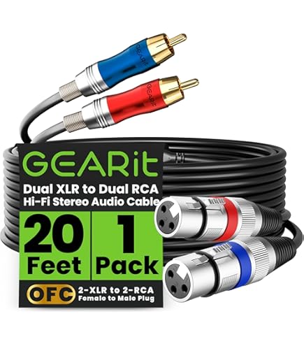 Cable Matters Dual RCA To XLR Cable 6ft - Unbalanced Audio Interconnect Converter Cable