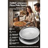 Transformacion 2'li Set Delikli Pizza Tepsisi, 28cm Paslanmaz &Ccedil;elik Lahmacun Pide Tabağı, Orta Boy &Ccedil;ıtır Pişirme İkilisi 7213
