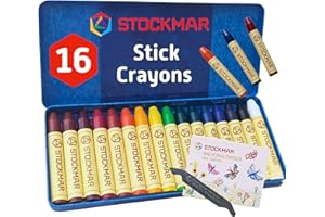 ‎STOCKMAR Stockmar 32000 Wachsmalstifte (16 Stifte, wasserfest, papergewickelt, aus Bienenwachs, im Blechetui), bunt