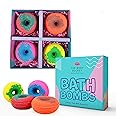THE BODY BUCKET Donut Bath Bombs - Strawberry, Berry bubble gum, mango coco and lemon - All Natural Handcrafted Aromatic Fragrance - Perfect Bath Gift for Kids, Men & Women– 65 gm each (Pack of 4)
