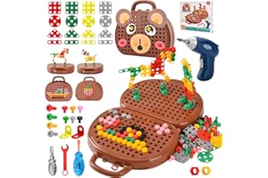 DAOUZL Boîte à Outils de Jeu Magique Montessori avec Perceuse, Jouets Montessori, Boite à Outils Montessori, Boite a Outils Magique, Boîte à Outils Créative pour Fille Garçon 3 4 5 Ans (A)