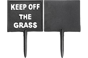 SUMTree Pack of 2,Cast Iron Please Keep Off The Grass Sign Yard Lawn Garden Park Grass Warning Sign, Black