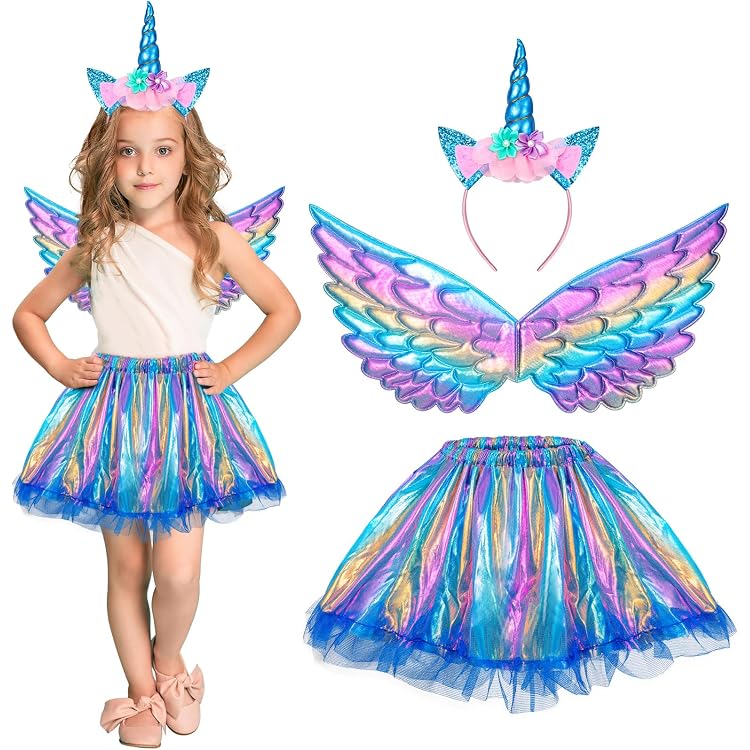 Einhorn-Ballettkleid Für Mädchen – Mit Tüllrock, Flügeln & Stirnband