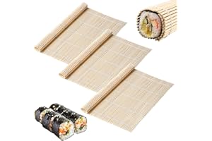 AONAYO 3 piezas Sushi Matte,SushiMaker,Sushi Roller,Bambú Esterilla Sushi, 23 x 23 cm Sushi Rollmatte für Anfänger DIY - Küchen,NaturBambusmatte zum Rolling Sushi Für Anfänger Sushi Liebhaber