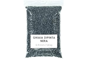 Landare Sassolini Colorati Nero 1,8Kg - Sassolini Decorativi per Vasi - Sassi Decorativi per Vasi - Pietre Colorate - Pietre Decorative - Pietre Colorate per Decorazioni (6-9 mm) (Nero)