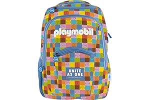 Dohe - Plecak szkolny ergonomiczny - Duża pojemność (20L), 6 kieszeni, komora na laptopa/tablet, paski do wózka - Playmobil Unite as One